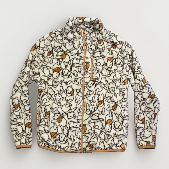 Disney Jackets & Blazers - DISNEY  Winnie The Pooh Full Zip Soft Fleece Jacket White & Brown Women XS